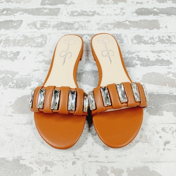 New Jessica Simpson Amille Ginger Faux Leather Slip On Sandals W277 - Picture 3 of 11